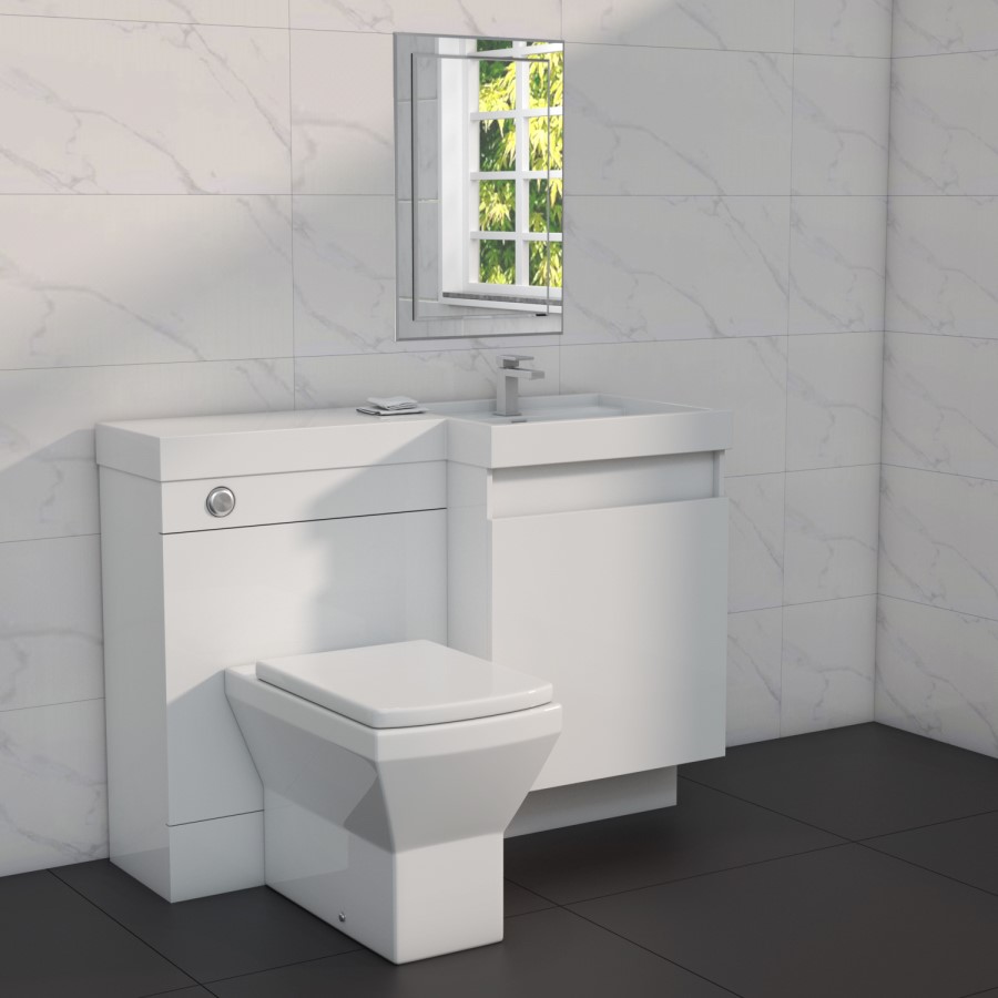 1200mm  White Toilet and Sink Unit Right Hand with Square Toilet - Agora