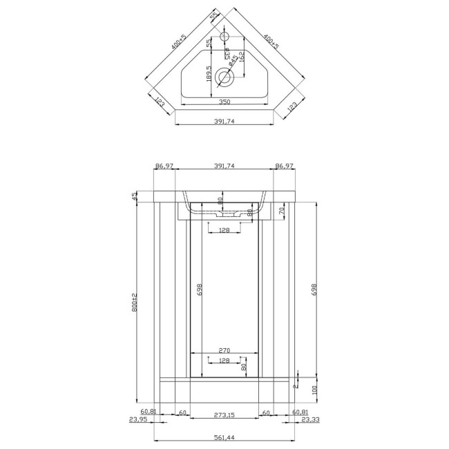 Cloakroom Suite with White Vanity Unit Basin and Corner Close Coupled Toilet - Apollo