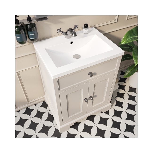 610mm White Freestanding Vanity Unit with Basin - Burford