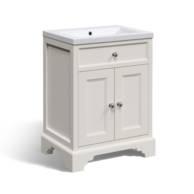 610mm White Freestanding Vanity Unit with Basin - Burford