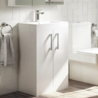 Grade A2 - 500mm White Freestanding Vanity Unit with Basin and Chrome Handles - Ashford Grade A2 - 500mm White Freestanding Vanity Unit with Basin and Chrome Handles - Ashford