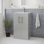 500 mm Grey Freestanding Vanity Unit with Basin and Chrome Handles - Ashford