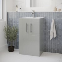 500 mm Grey Freestanding Vanity Unit with Basin and Chrome Handles - Ashford 500 mm Grey Freestanding Vanity Unit with Basin and Chrome Handles - Ashford
