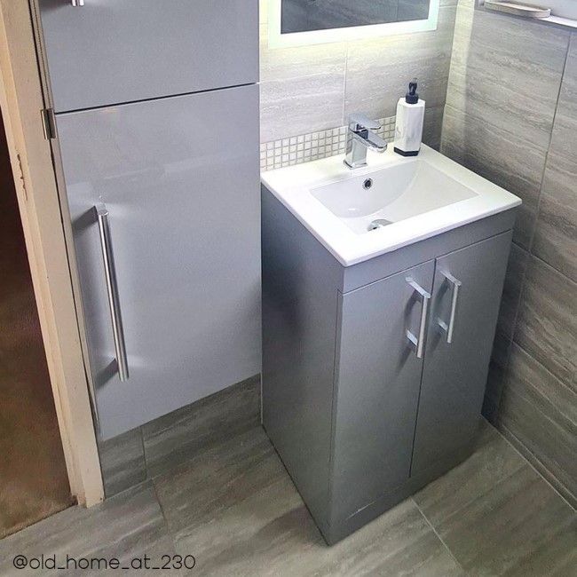 500 mm Grey Freestanding Vanity Unit with Basin and Chrome Handles - Ashford