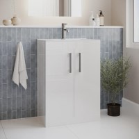 600 mm White Freestanding Vanity Unit with Basin and Chrome Handles - Ashford