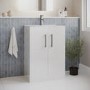 Grade A1 - 600 mm White Freestanding Vanity Unit with Basin and Chrome Handles - Ashford