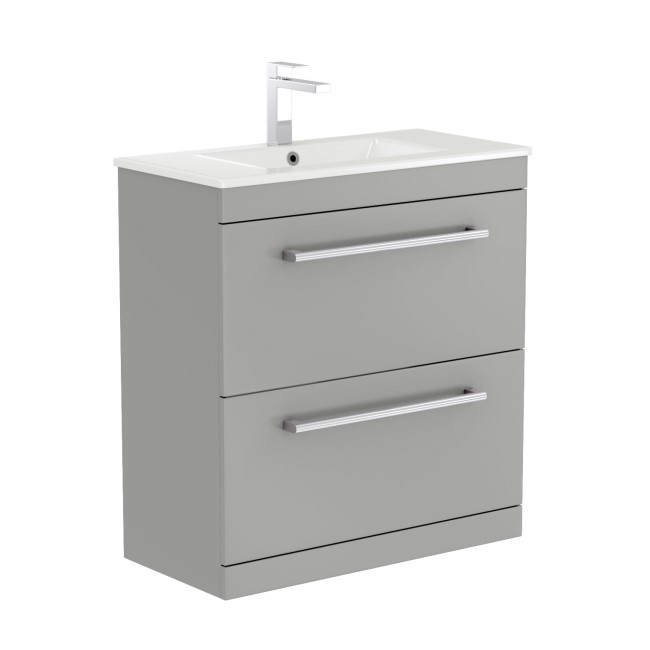 800mm Grey Freestanding Vanity Unit with Basin and Chrome Handles - Ashford