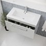 800mm Grey Wall Hung Vanity Unit with Basin and Chrome Handles - Ashford