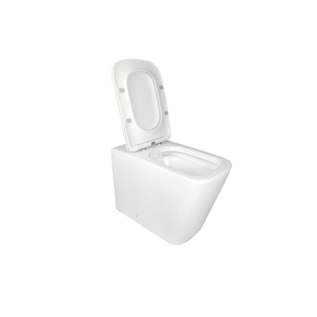 Grade A1 - 1100mm White Left Hand Toilet and Sink Unit with Square Toilet and Black Fittings - Bali