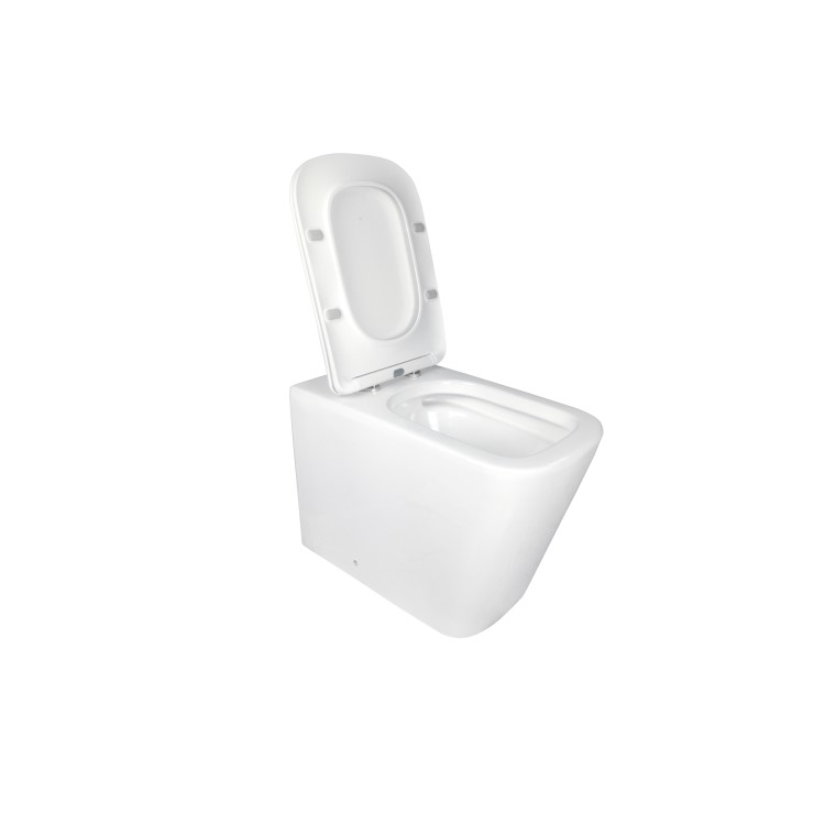 1100mm White Left Hand Toilet and Sink Unit with Square Toilet and Black Fittings - Bali