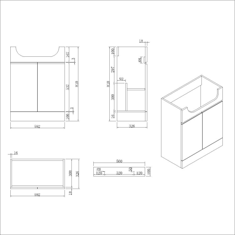 1100mm Black Right Hand Toilet and Sink Unit with Square Toilet and Brass Fittings - Bali