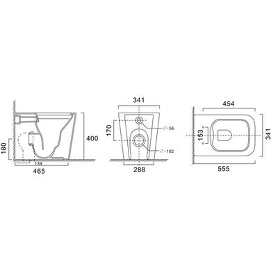 Grade A2 - 1100mm White Toilet and Sink Unit Right Hand with Square Toilet and Black Fittings - Bali