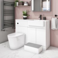 1100mm White Toilet and Sink Unit Right Hand with Round Toilet and Child Step - Bali 1100mm White Toilet and Sink Unit Right Hand with Round Toilet and Child Step - Bali