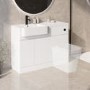 1100mm White Left Hand Toilet and Sink Unit with Black Fittings - Unit & Basin Only - Bali