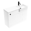 1100mm White Right Hand Toilet and Sink Unit with Black Fittings - Unit & Basin Only - Bali