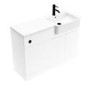 1100mm White Toilet and Sink Unit Right Hand with Square Toilet and Black Fittings - Bali