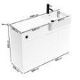 1100mm White Toilet and Sink Unit Right Hand with Square Toilet and Black Fittings - Bali