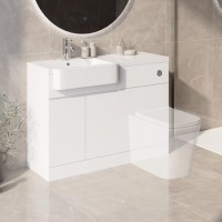 1100mm White Left Hand Toilet and Sink Unit with Chrome Fittings - Unit & Basin Only - Bali