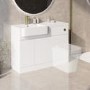 1100mm White Left Hand Toilet and Sink Unit with Brass Fittings - Unit & Basin Only - Bali