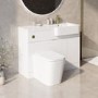1100mm White Toilet and Sink Unit Right Hand with Square Toilet and Brass Fittings - Bali