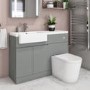 Grade A2 - 1100mm Grey Toilet and Sink Unit Left Hand with Round Toilet - Bali