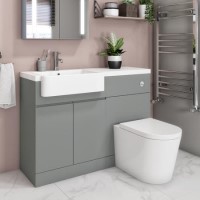 Grade A2 - 1100mm Grey Toilet and Sink Unit Left Hand with Round Toilet - Bali