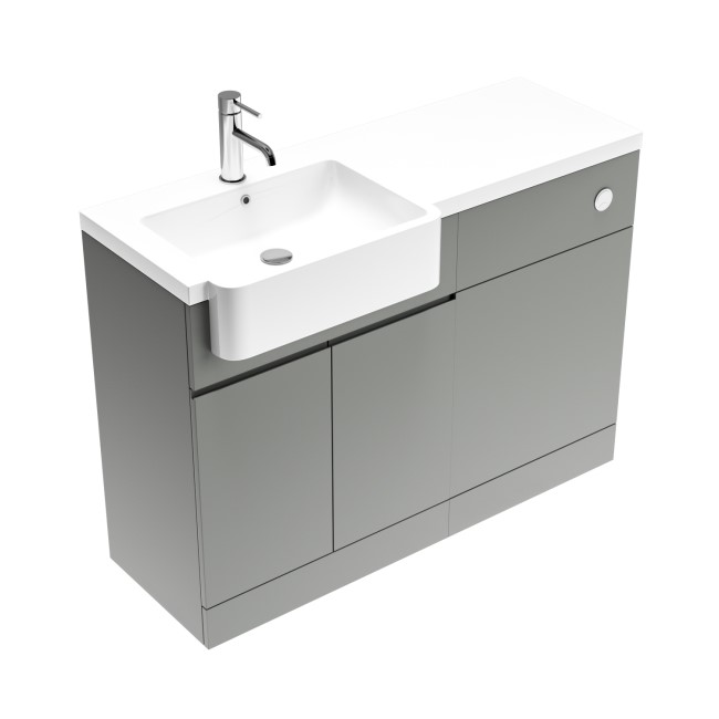 1100mm Grey Left Hand Toilet and Sink Unit with Chrome Fittings - Unit & Basin Only - Bali