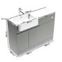 1100mm Grey Left Hand Toilet and Sink Unit with Square Toilet and Chrome Fittings - Bali