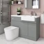 GRADE A2 - 1100mm Grey Toilet and Sink Unit Right Hand with Round Toilet- Bali