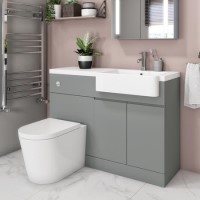 GRADE A2 - 1100mm Grey Toilet and Sink Unit Right Hand with Round Toilet- Bali GRADE A2 - 1100mm Grey Toilet and Sink Unit Right Hand with Round Toilet- Bali