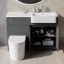 Grade A2 - 1100mm Grey Toilet and Sink Unit Right Hand with Round Toilet- Bali