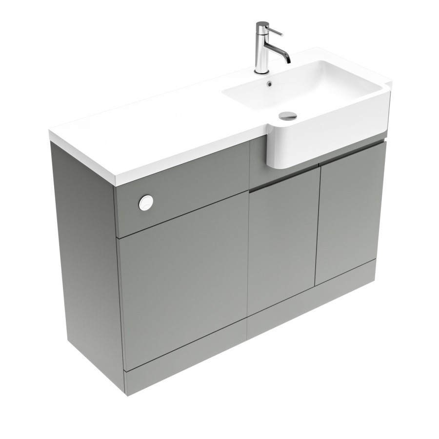 1100mm Grey Right Hand Toilet and Sink Unit with Chrome Fittings - Unit & Basin Only - Bali