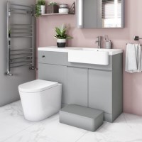 1100mm Grey Toilet and Sink Unit Right Hand with Round Toilet and Child Step - Bali 1100mm Grey Toilet and Sink Unit Right Hand with Round Toilet and Child Step - Bali