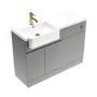 1100mm Grey Left Hand Toilet and Sink Unit with Square Toilet and Brass Fittings - Bali