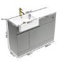 1100mm Grey Left Hand Toilet and Sink Unit with Square Toilet and Brass Fittings - Bali