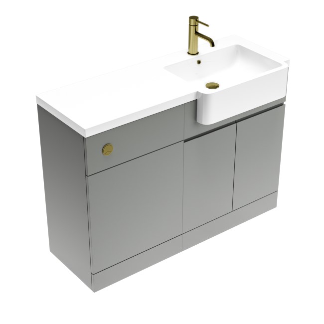 1100mm Grey Right Hand Toilet and Sink Unit with Brass Fittings - Unit & Basin Only - Bali