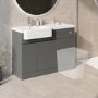 1100mm Grey Left Hand Toilet and Sink Unit with Chrome Fittings - Unit & Basin Only - Bali