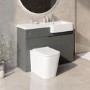 Grade A2 - 1100mm Grey Toilet and Sink Unit Right Hand with Square Toilet and Chrome Fittings - Bali