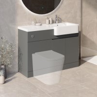 1100mm Grey Right Hand Toilet and Sink Unit with Chrome Fittings - Unit & Basin Only - Bali