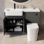 1100mm Grey Toilet and Sink Unit Left Hand with Square Toilet and Black Fittings - Bali