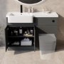 1100mm Grey Left Hand Toilet and Sink Unit with Black Fittings - Unit & Basin Only - Bali