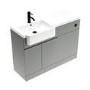 1100mm Grey Left Hand Toilet and Sink Unit with Black Fittings - Unit & Basin Only - Bali