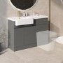 1100mm Grey Left Hand Toilet and Sink Unit with Brass Fittings - Unit & Basin Only - Bali