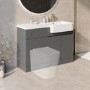 1100mm Grey Right Hand Toilet and Sink Unit with Brass Fittings - Unit & Basin Only - Bali