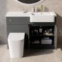 1100mm Grey Toilet and Sink Unit Right Hand with Square Toilet and Brass Fittings - Bali