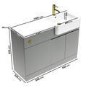 1100mm Grey Right Hand Toilet and Sink Unit with Brass Fittings - Unit & Basin Only - Bali