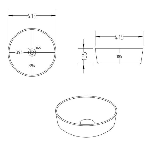 600mm White Freestanding Countertop Vanity Unit with Basin - Camden