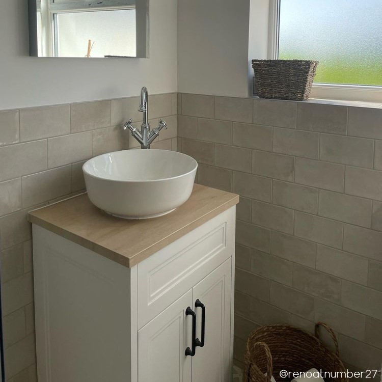 600mm White Freestanding Countertop Vanity Unit with Basin - Camden