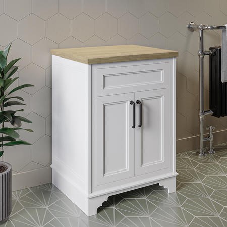 600mm White Freestanding Countertop Vanity Unit - Camden - Furniture123