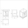 600mm White Freestanding Countertop Vanity Unit - Camden